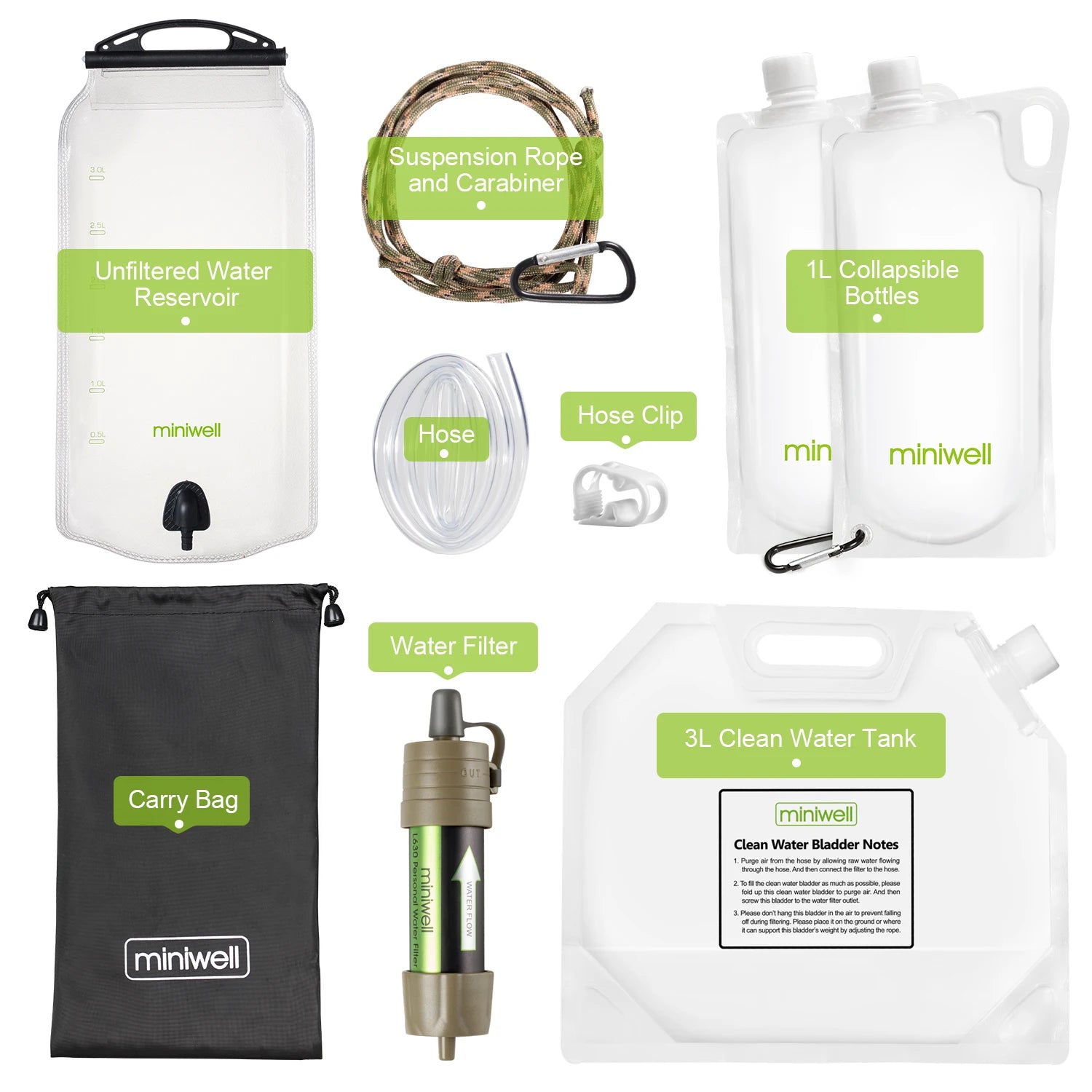 Portable Outdoor Water Filter Kit with Bag
