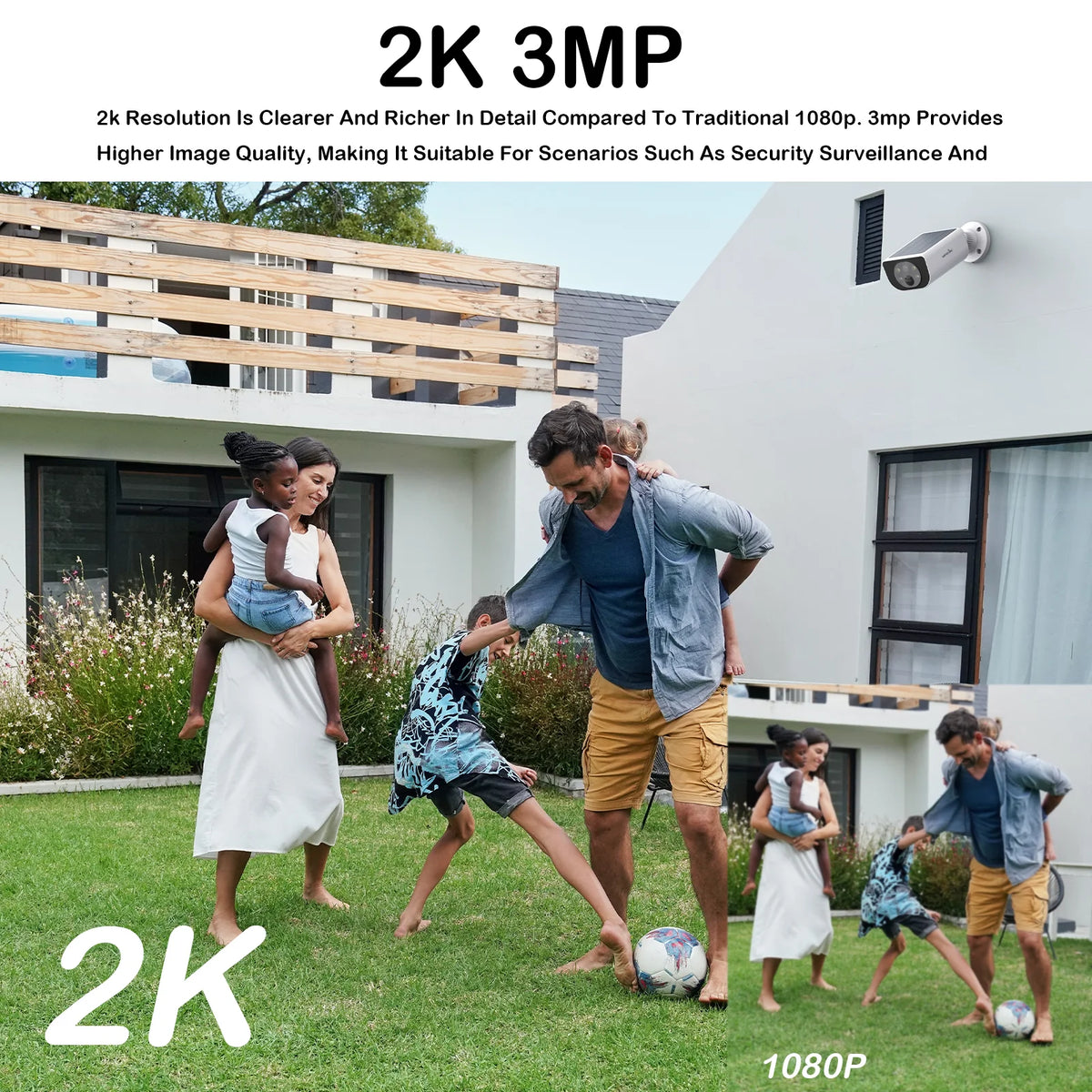 2K Outdoor-Wireless-Sicherheitskamera mit Solarenergie