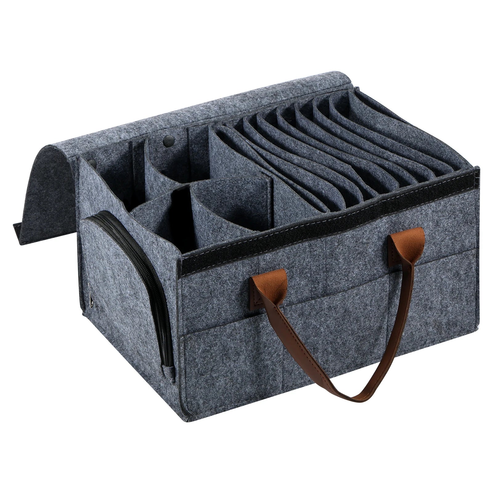 Felt Board Dish Cup Storage Bag Rack Thickened Camping Tableware Container RV Kitchen Cabinet Layered Plate Storage Box Camper