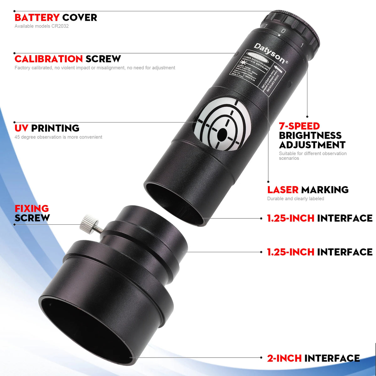 1.25-Inch Red Laser Telescope Collimator with Adapter
