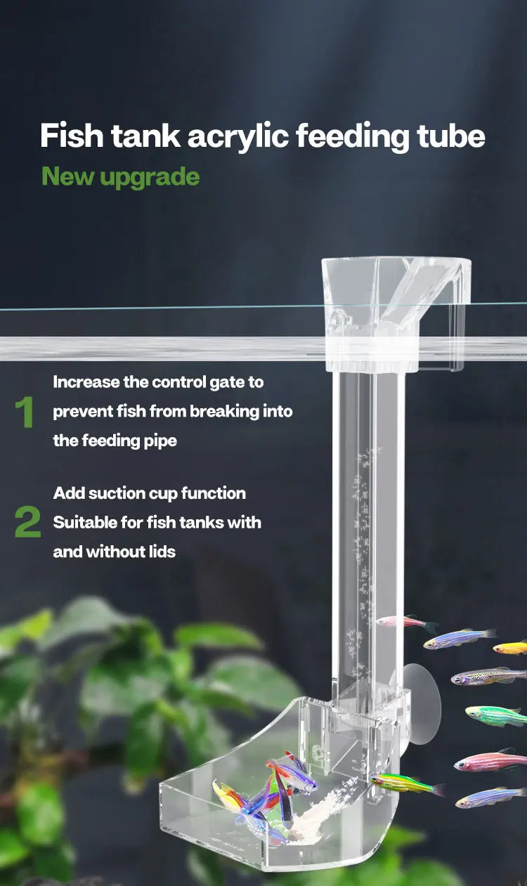 Aquarium Acrylic Feeding tube Anti-stuck fish design Transparent fish feeder Suitable for a variety of fish tanks 