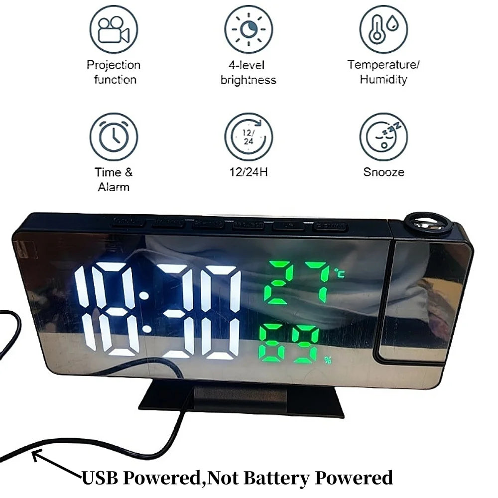 USB Projection Clock with Temperature and Humidity
