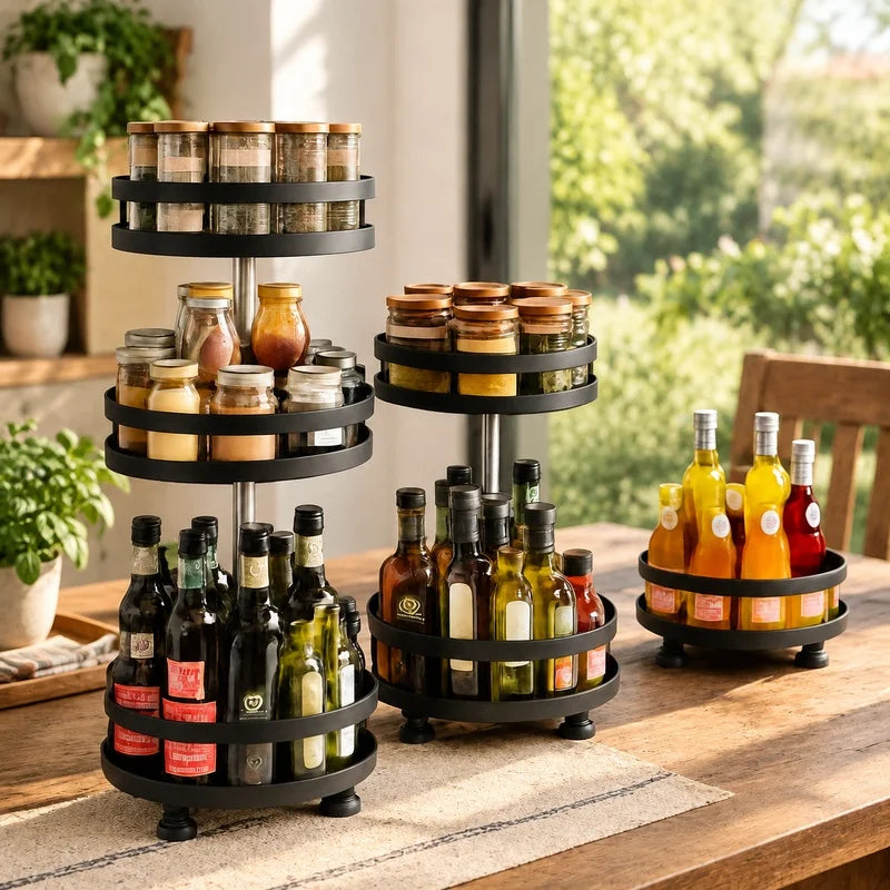 Portaspezie da cucina con piatto girevole a 360 gradi per riporre gli oggetti in modo efficiente e averli a portata di mano