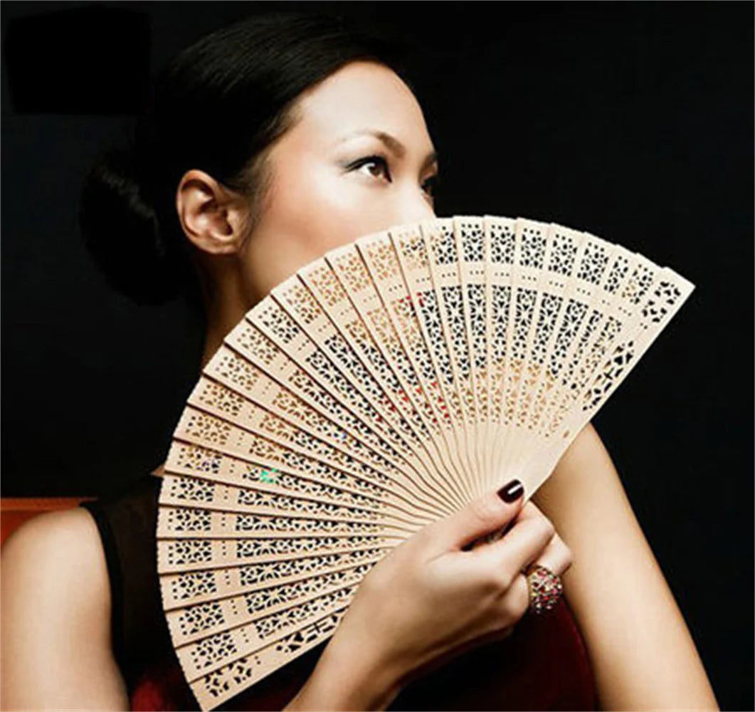 Wooden Folding Hand Fan, 20.5 cm, for Weddings and Guests