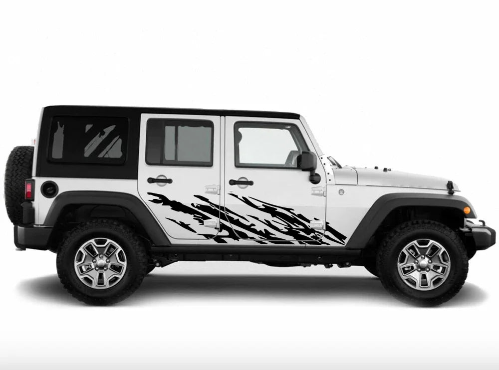 For Jeep Wrangler JK JL TJ YJ Car Door Side Stickers Mud Splashing Styling Vinyl Film Decals Decoration Auto Tuning Accessories