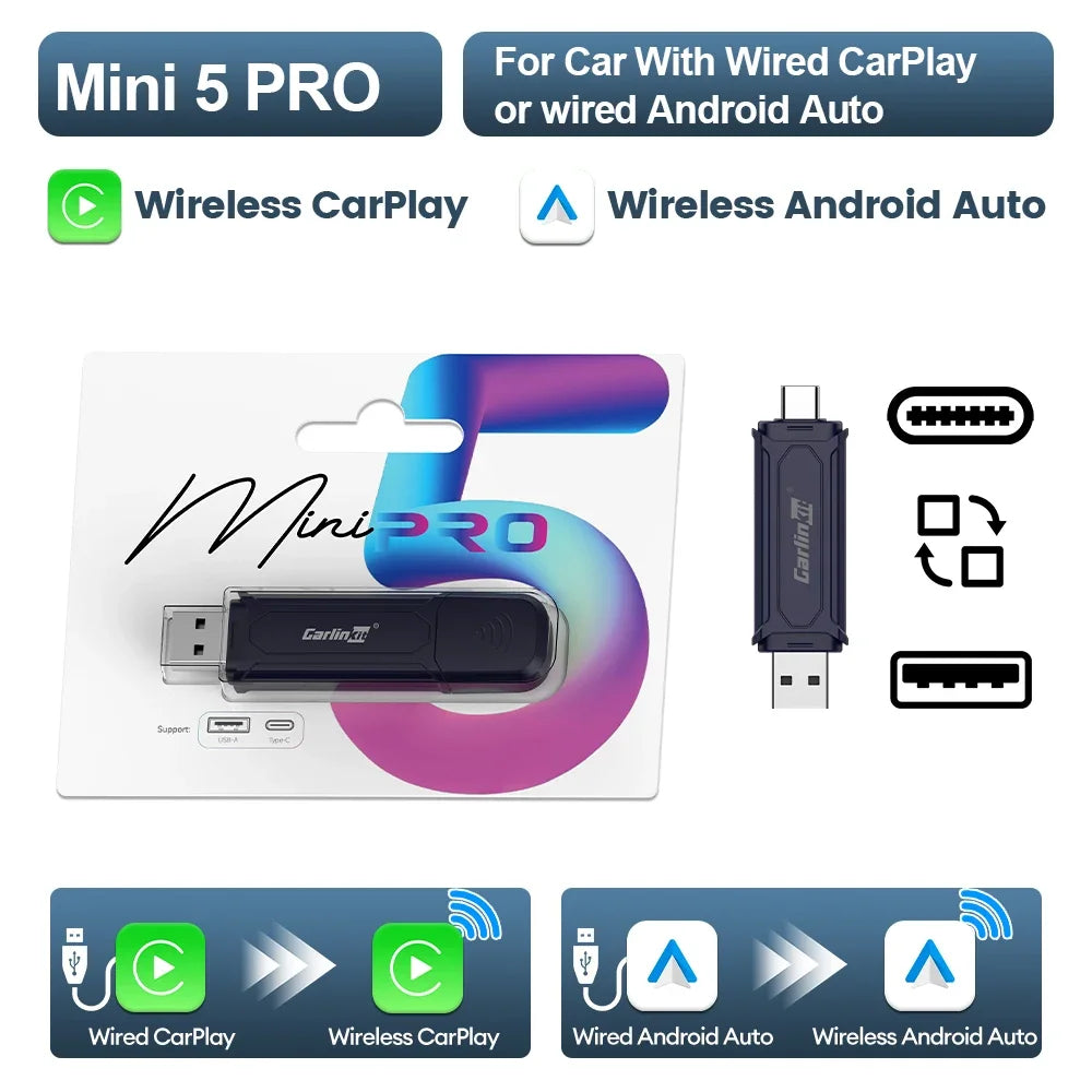 Wireless CarPlay and Android Auto USB Adapter