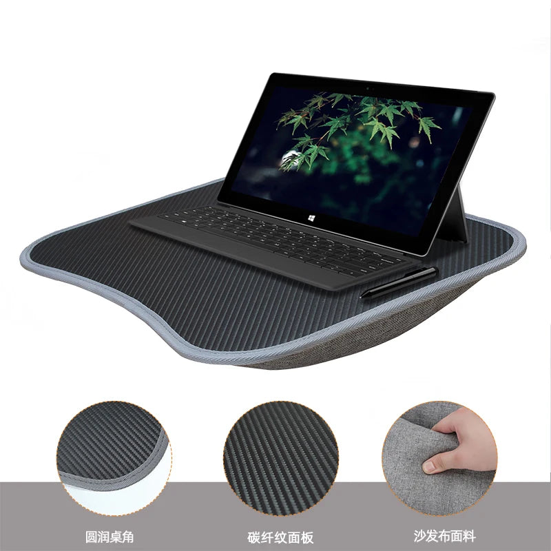 Cushioned Laptop Lap Desk with Wood Surface & Built-In Mouse Pad