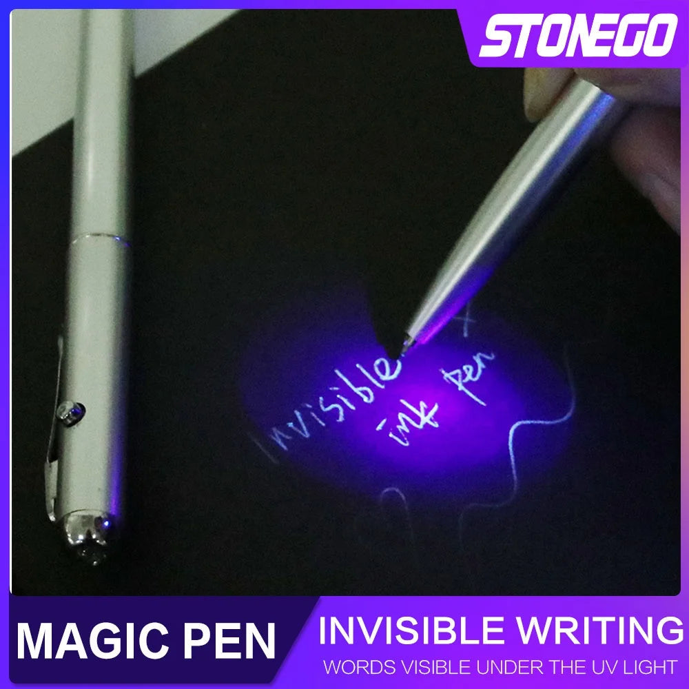 1PC Invisible Ink Pen Novelty Plastic Material Ballpoint Pens With Uv Light Magic Secret Ballpoint 