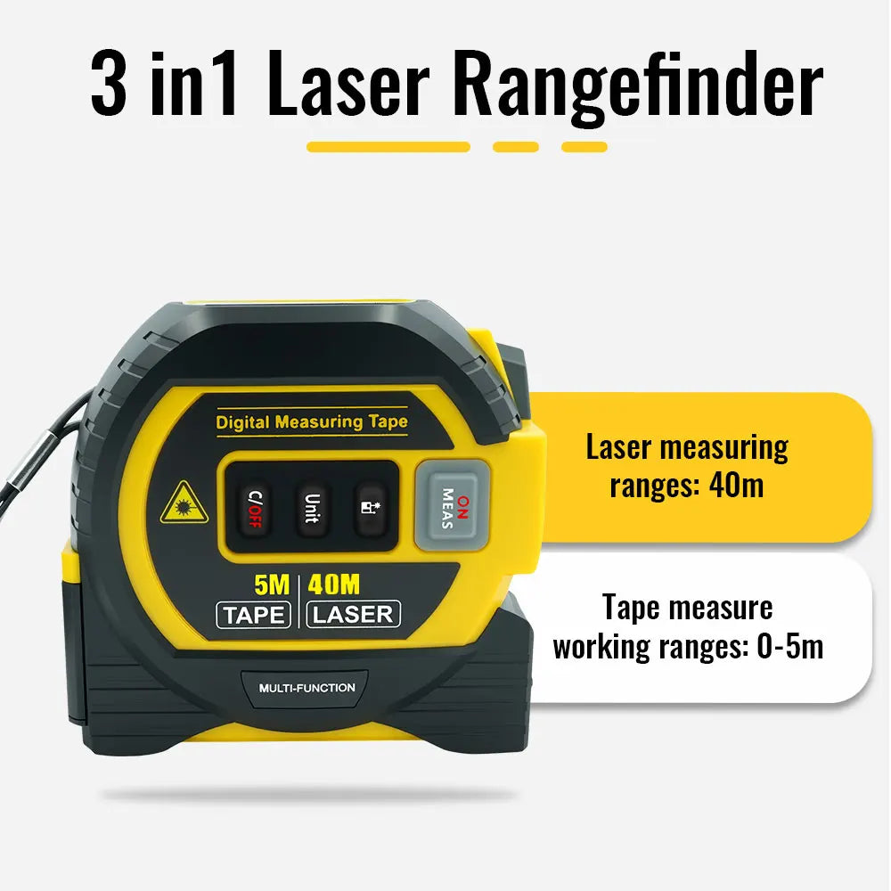 Laser-Entfernungsmesser mit integriertem 5 m Band