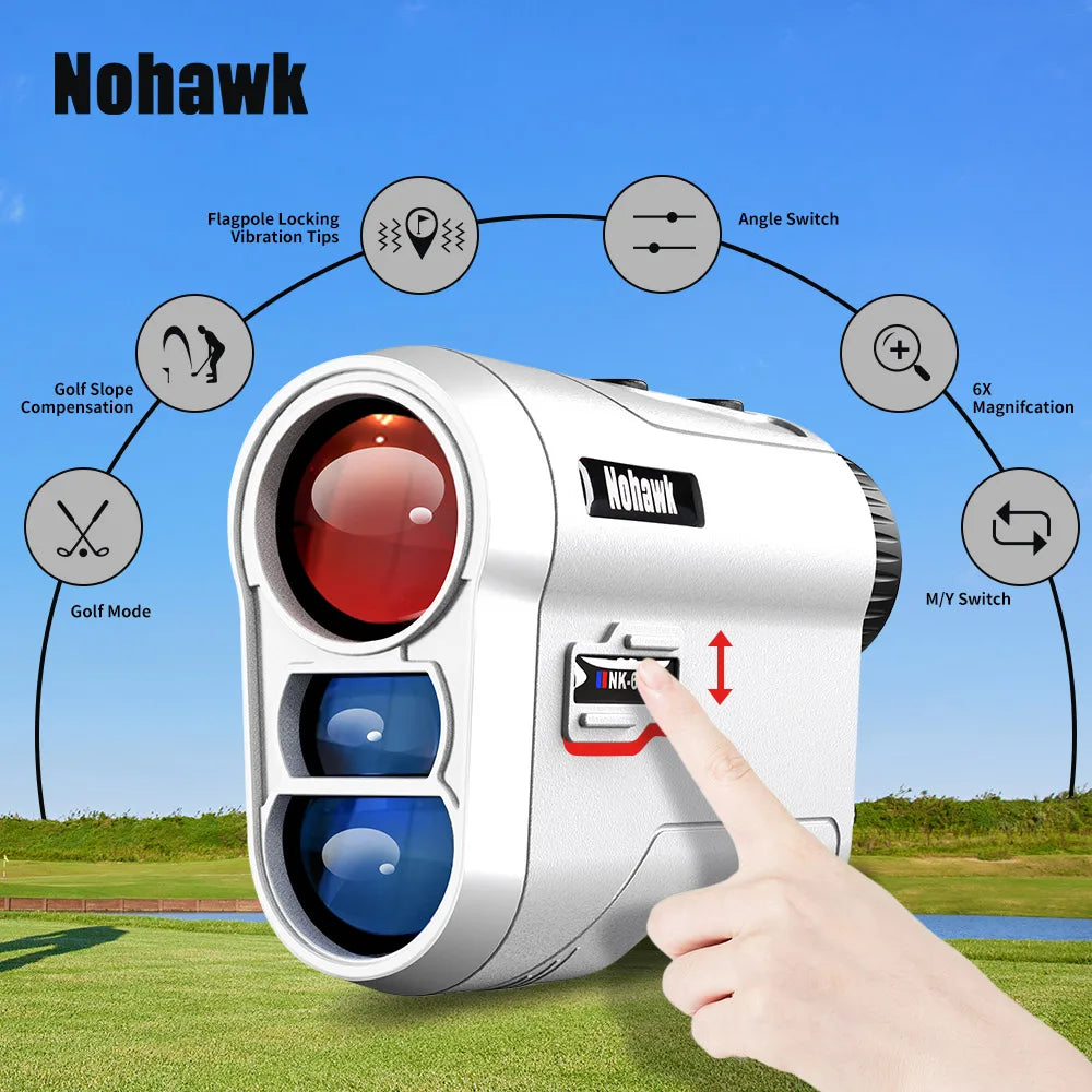 NOHAWK Golf Laser Rangefinder USB Rechargeable with Slope Compensation For Golfer Range Finder Hunting Monocular 