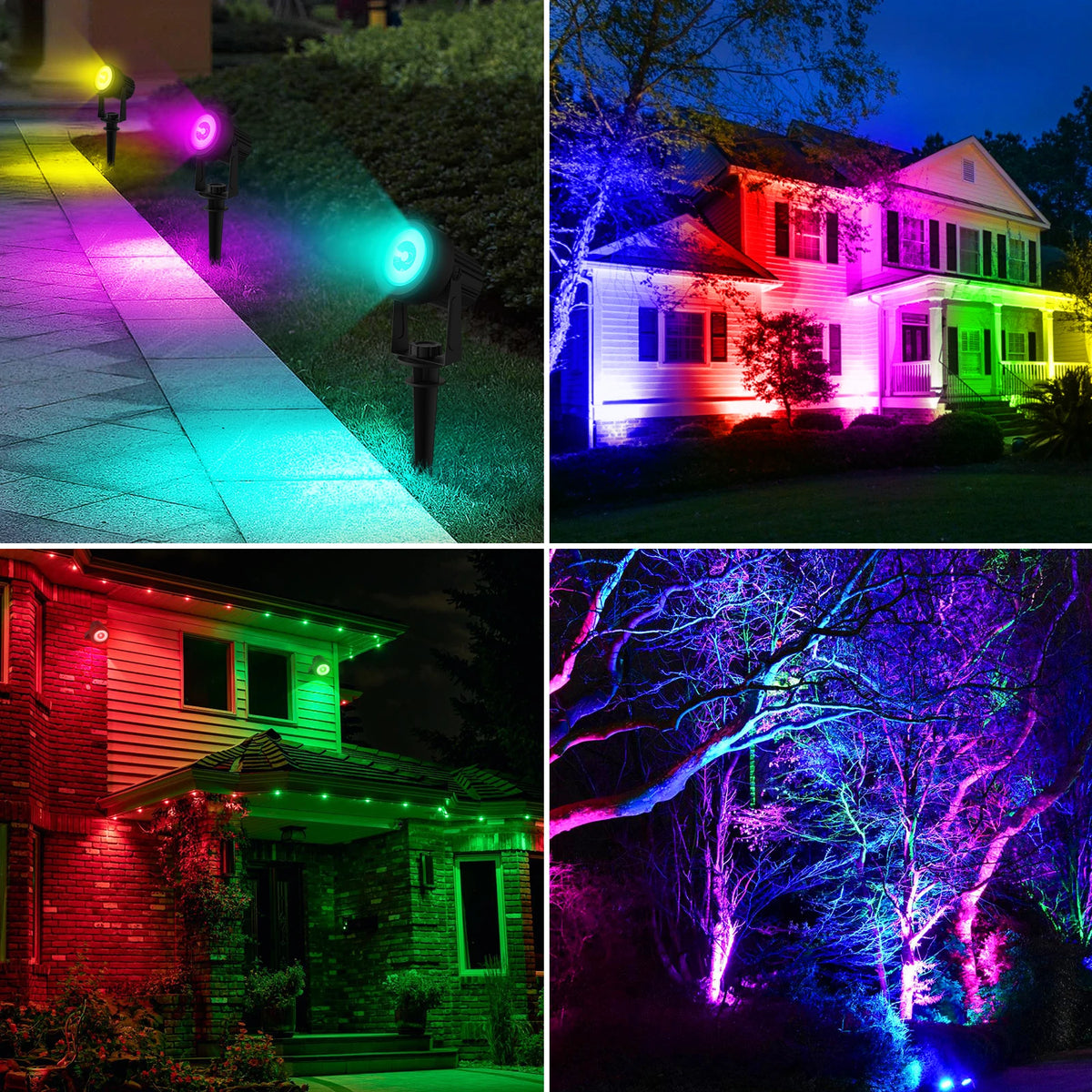 RGB solární zahradní reflektory, IP65, 1–6 světel