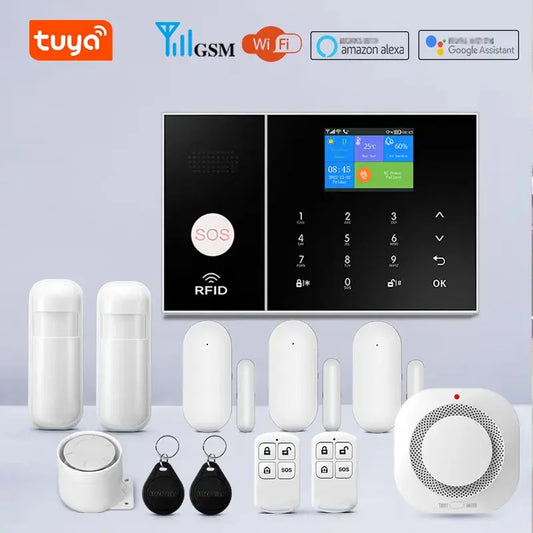 YAOSHENG Tuya Wifi Gsm Security Alarm System Works With Alexa Home Burglar Motion Detector Smoke Door Window Sensor IP Camera Spy-shop.com