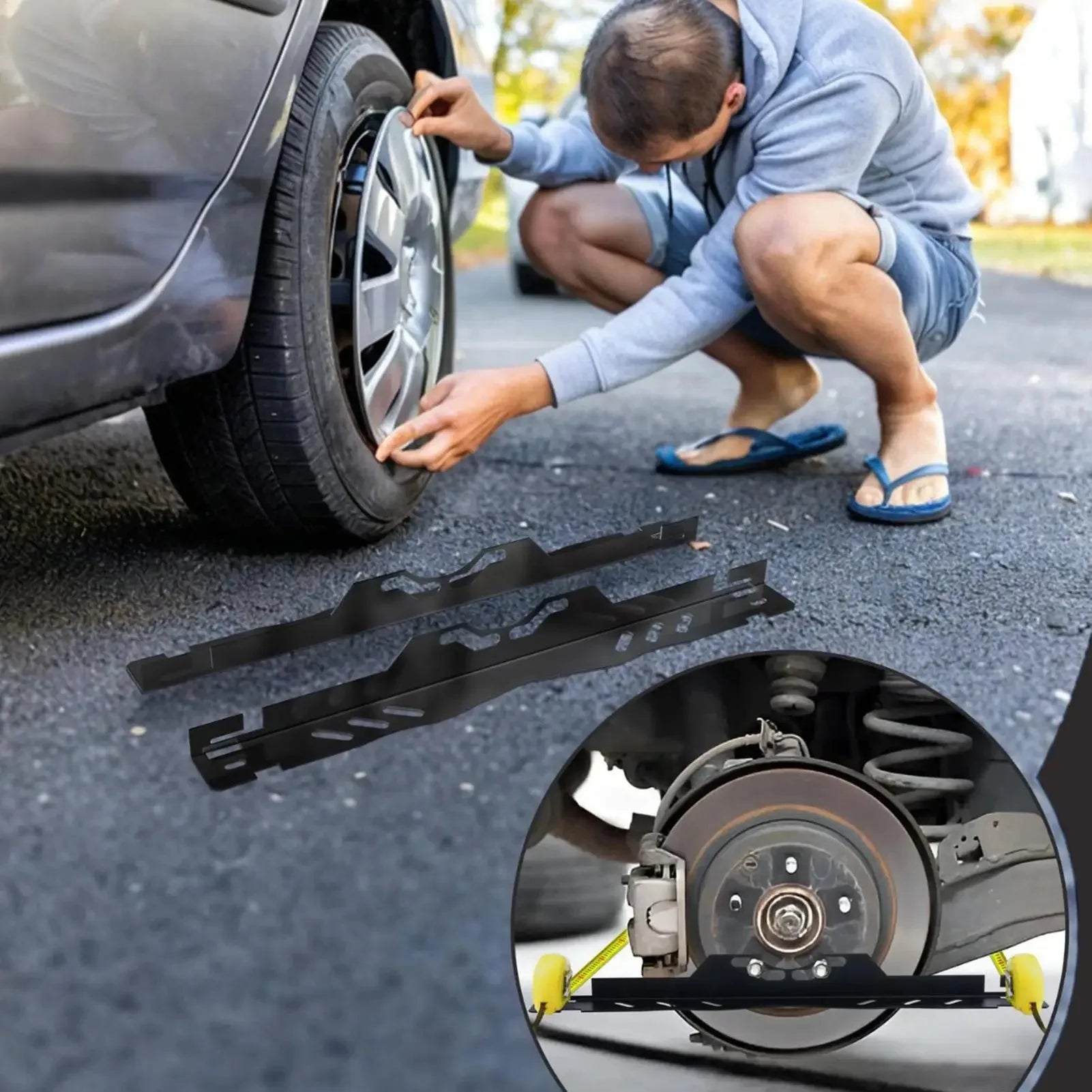 Paires de plaques d'outil d'alignement des roues avec rubans à mesurer pour réglage de voiture