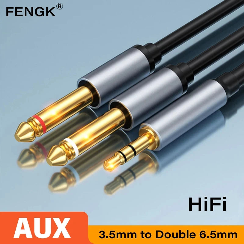 3.5 mm to Dual 6.35 mm Audio Breakout Cable