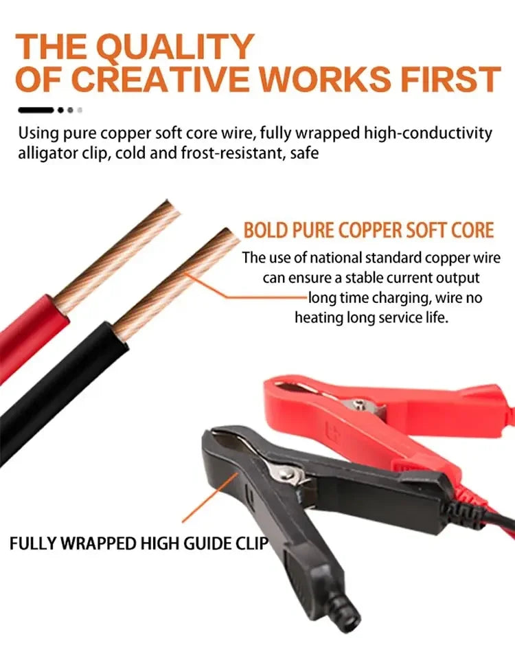 12–24V Automatic Car Battery Charger with LCD Display