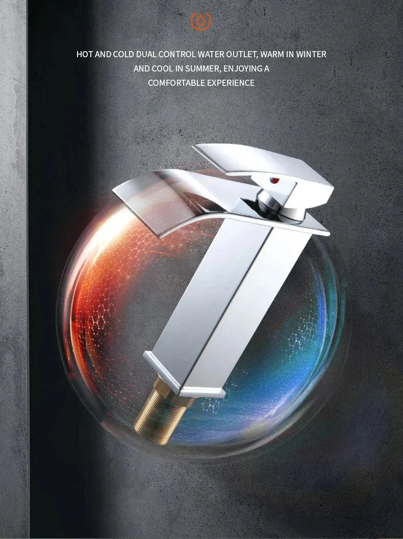 Waterfall Wash Basin Stainless Steel High And Low Faucet Black Hot And Cold Toilet Wash Basin Bathroom Home 