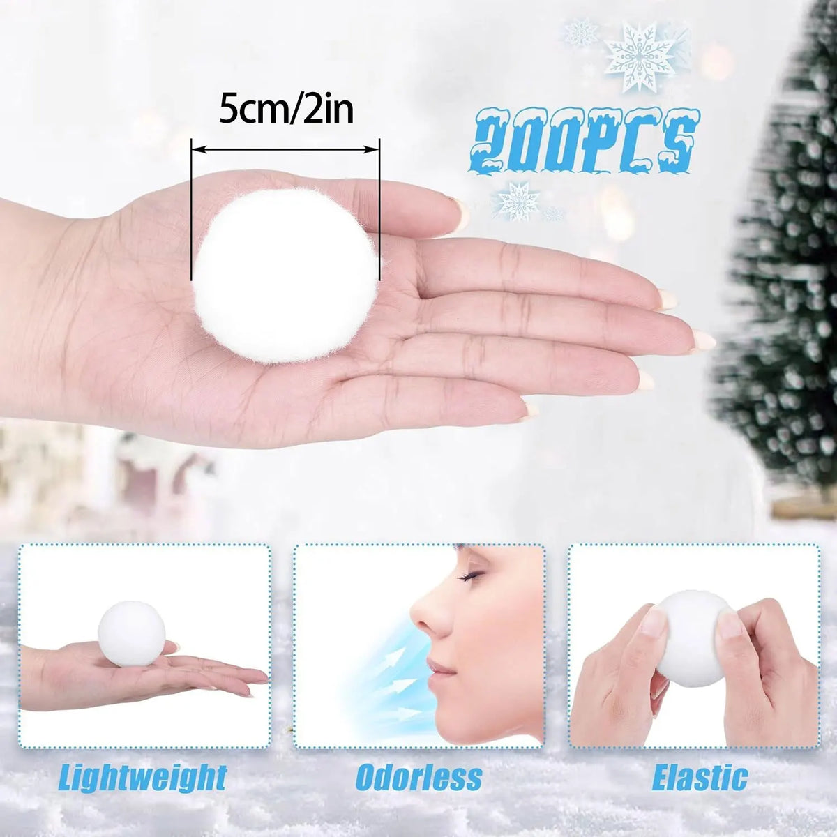 Bols de neige artificielle blancs, paquet de 50 ou 100 pièces