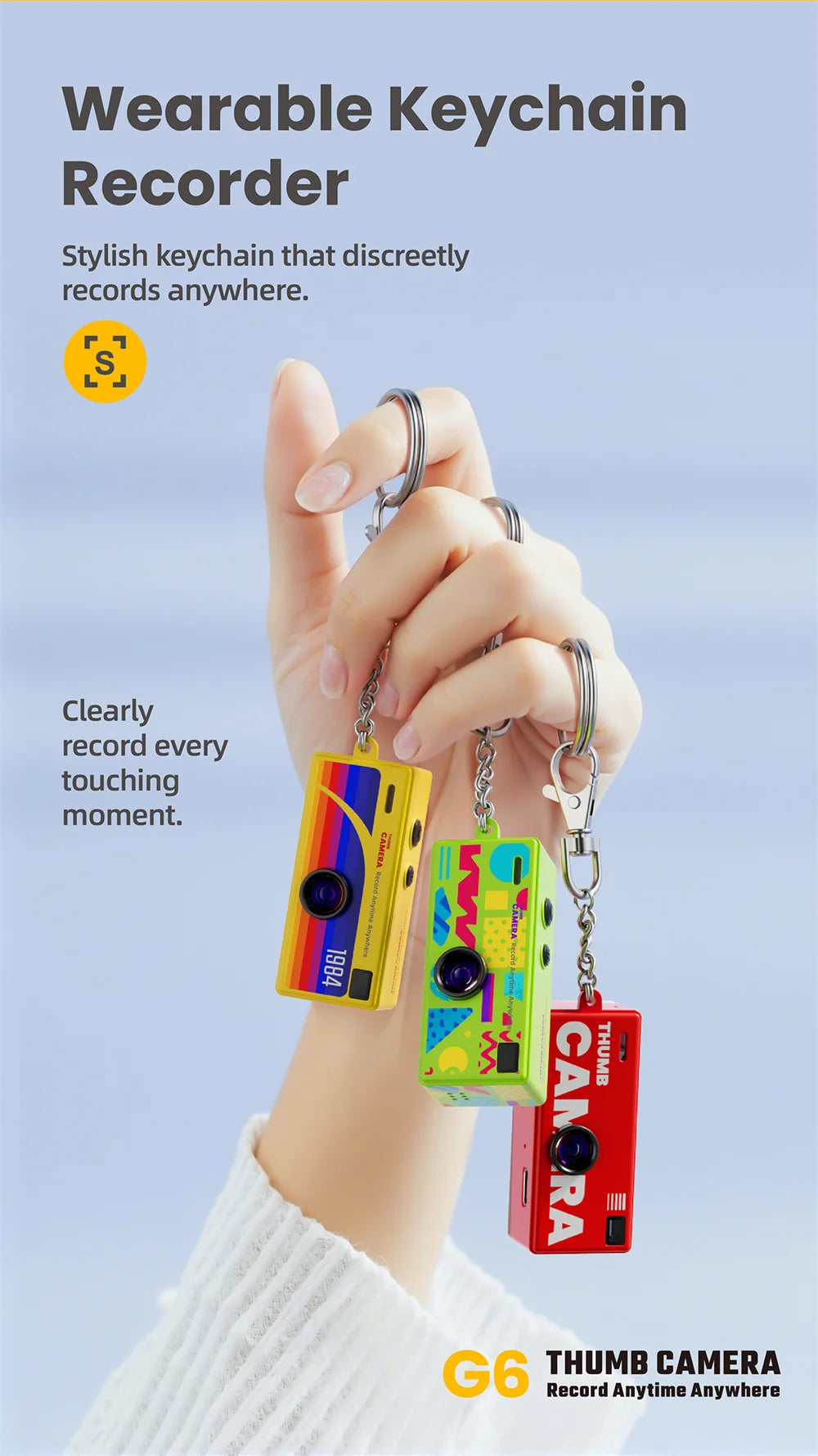Retro Mini Keychain Camera 1080P with Screen