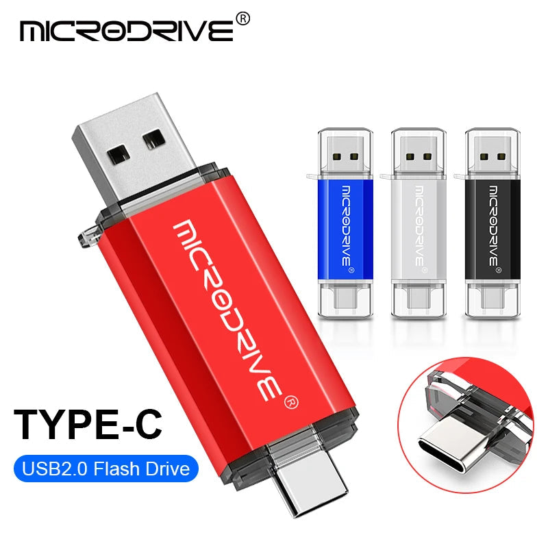 Type C USB Flash Drive OTG 2 IN 1 USB 2.0 Micro USB Pen Drive 128GB 64GB 32GB 16GB 8GB 4GB Pendrive Flash Drive 