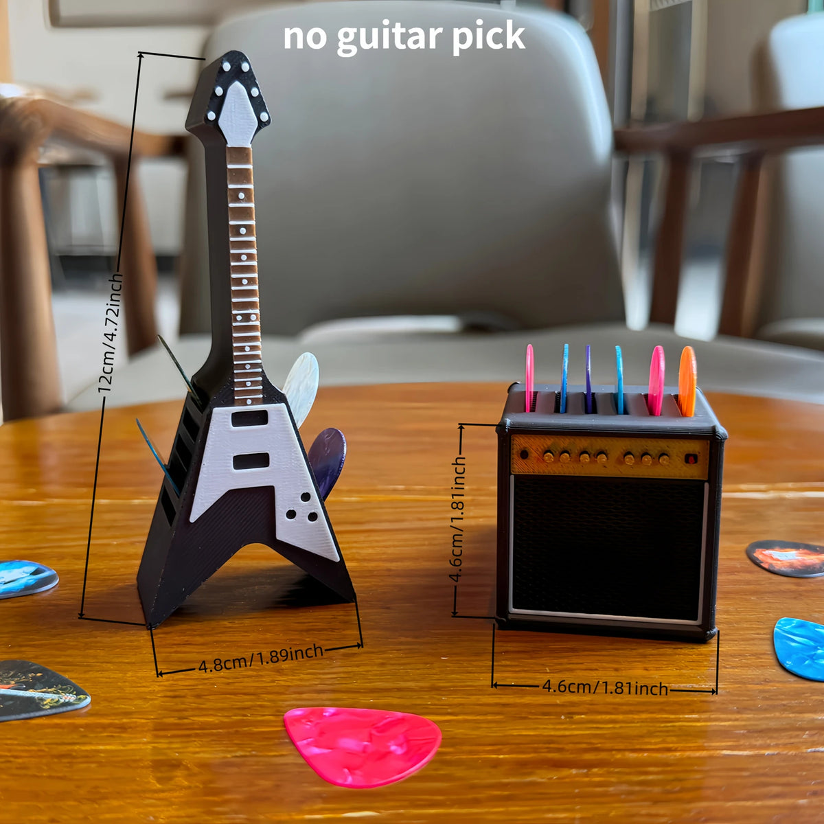 Guitar-Shaped Pick Holder and Amplifier-Shaped Drawer Set