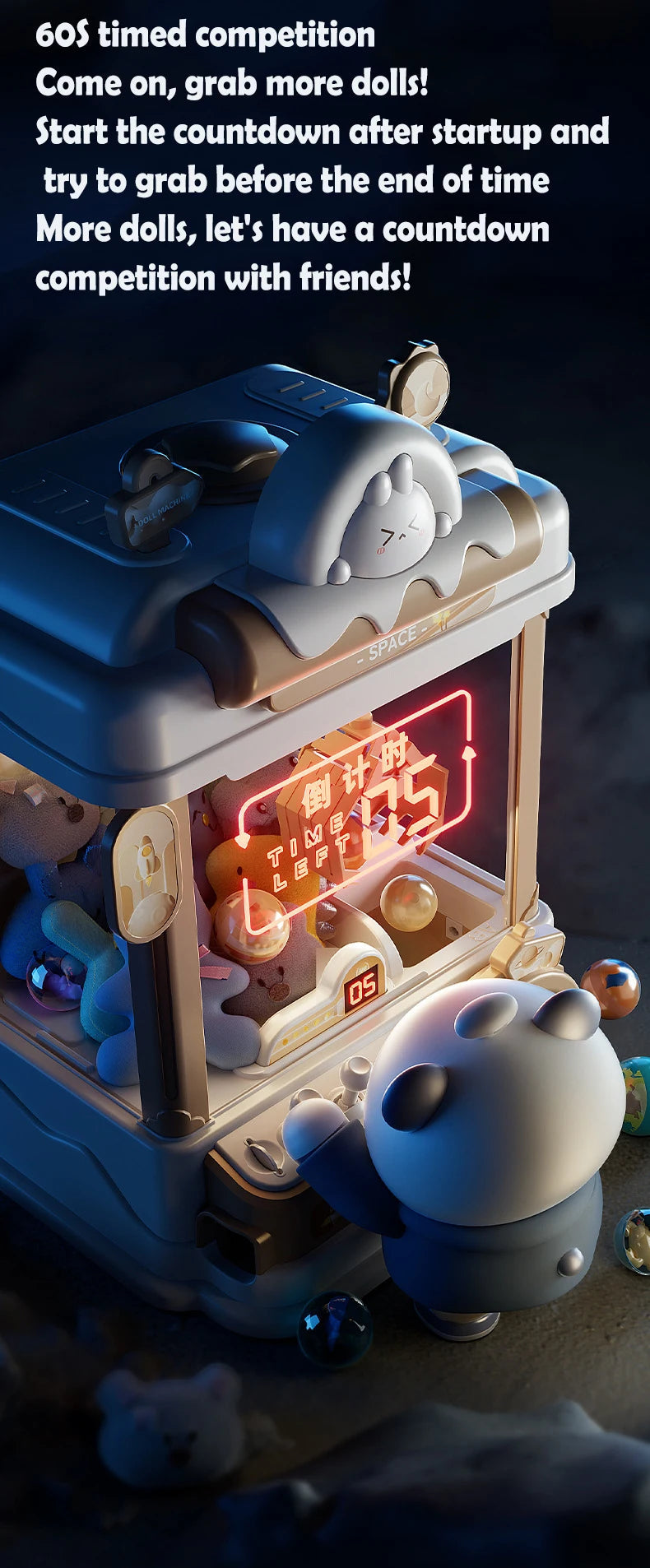 Big Size DIY Doll Machine Kids Coin Operated Play Game Mini Claw Catch Toy Crane Machines Music Doll Children Xmas Gifts Toys 