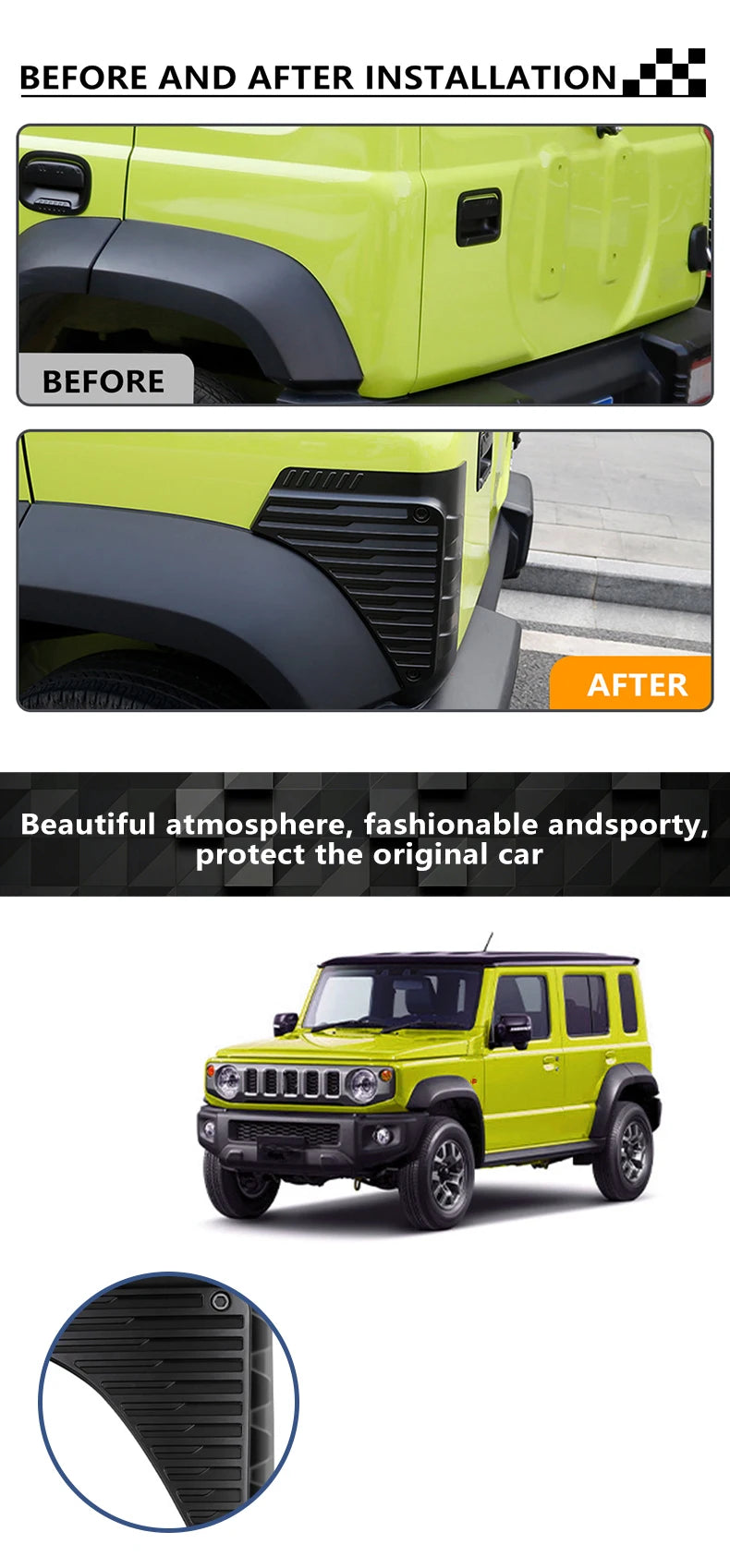 Rear Bumper Corner Protector For Suzuki Jimny 2019 2020 2021 2022 2023-2026 Exterior Guard Trim Cover Off-Road Car Accessories