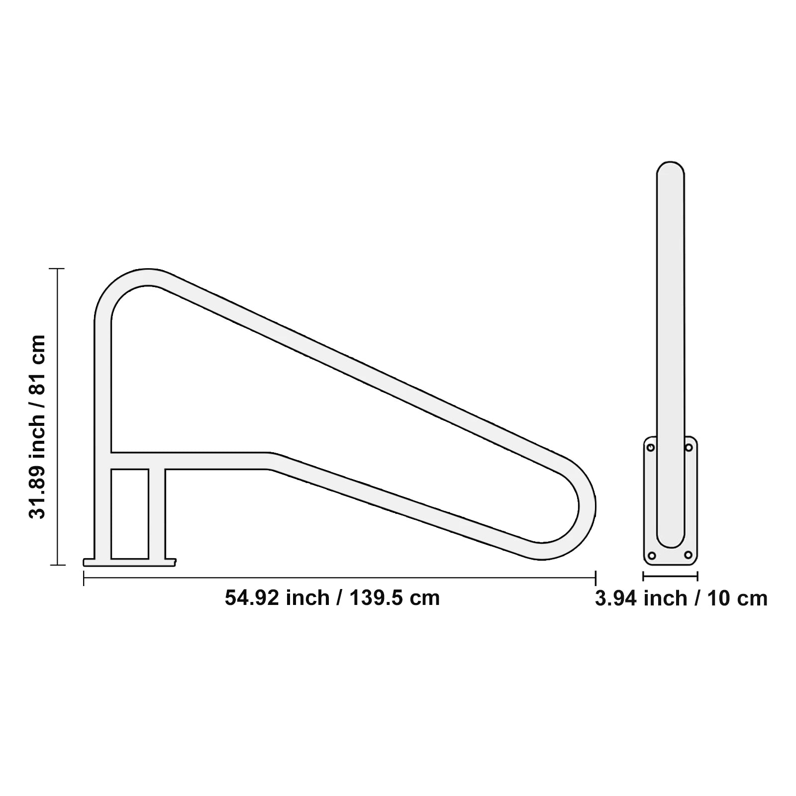 SucceBuy Pool Handrail Stainless Steel with Base Plate for Indoor/Outdoor Swimming Pool Safety Railing w/ Grip Cover for Decks