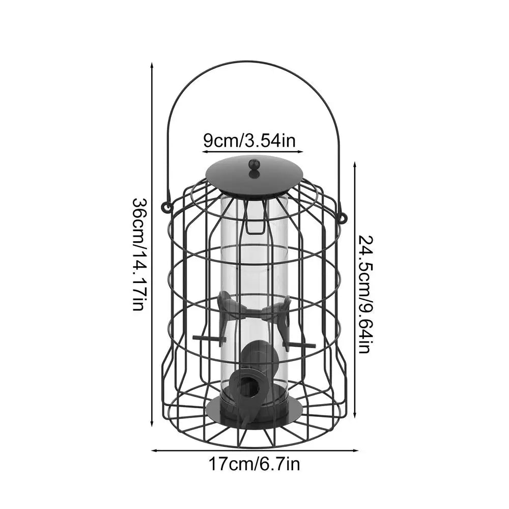 Bird Feeder 4-Port Weatherproof Squirrel Proof Metal Large Bird Feeder Outdoor Hangable for Watching Hummingbird Finch Chickadee