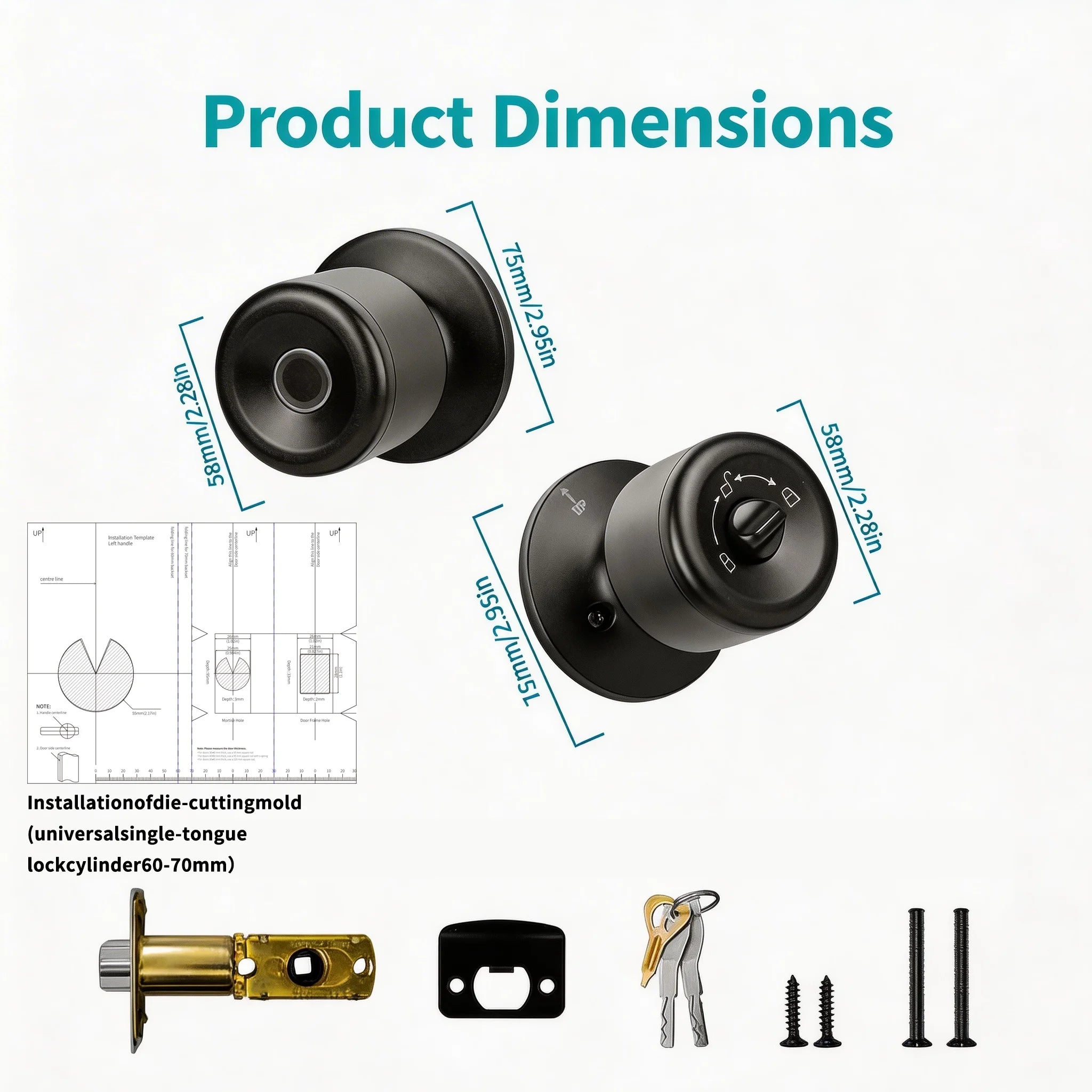 Smart Fingerprint Door Knob Lock with App Control