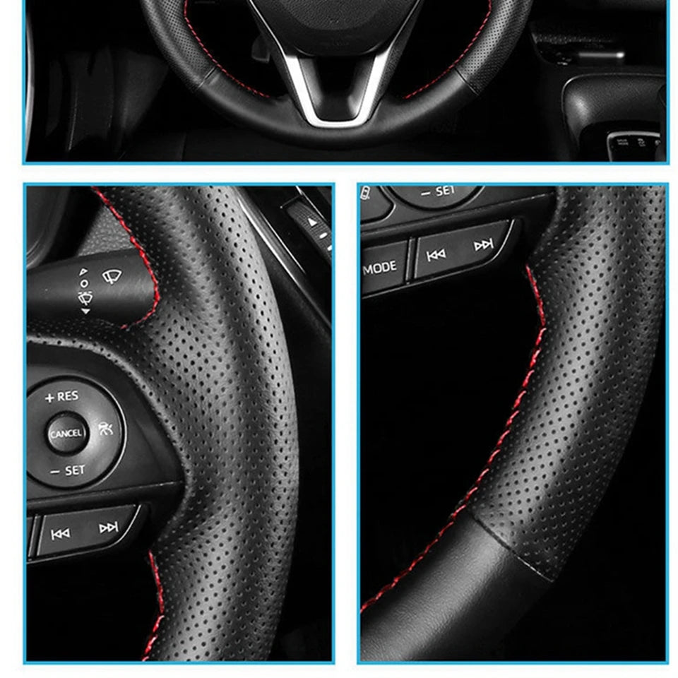 Testreszabás kézi varrás microfiber bőr autó kormányvédő kiegészítők Toyota RAV4 SUV 2019-2024 Avalon 2019-2022