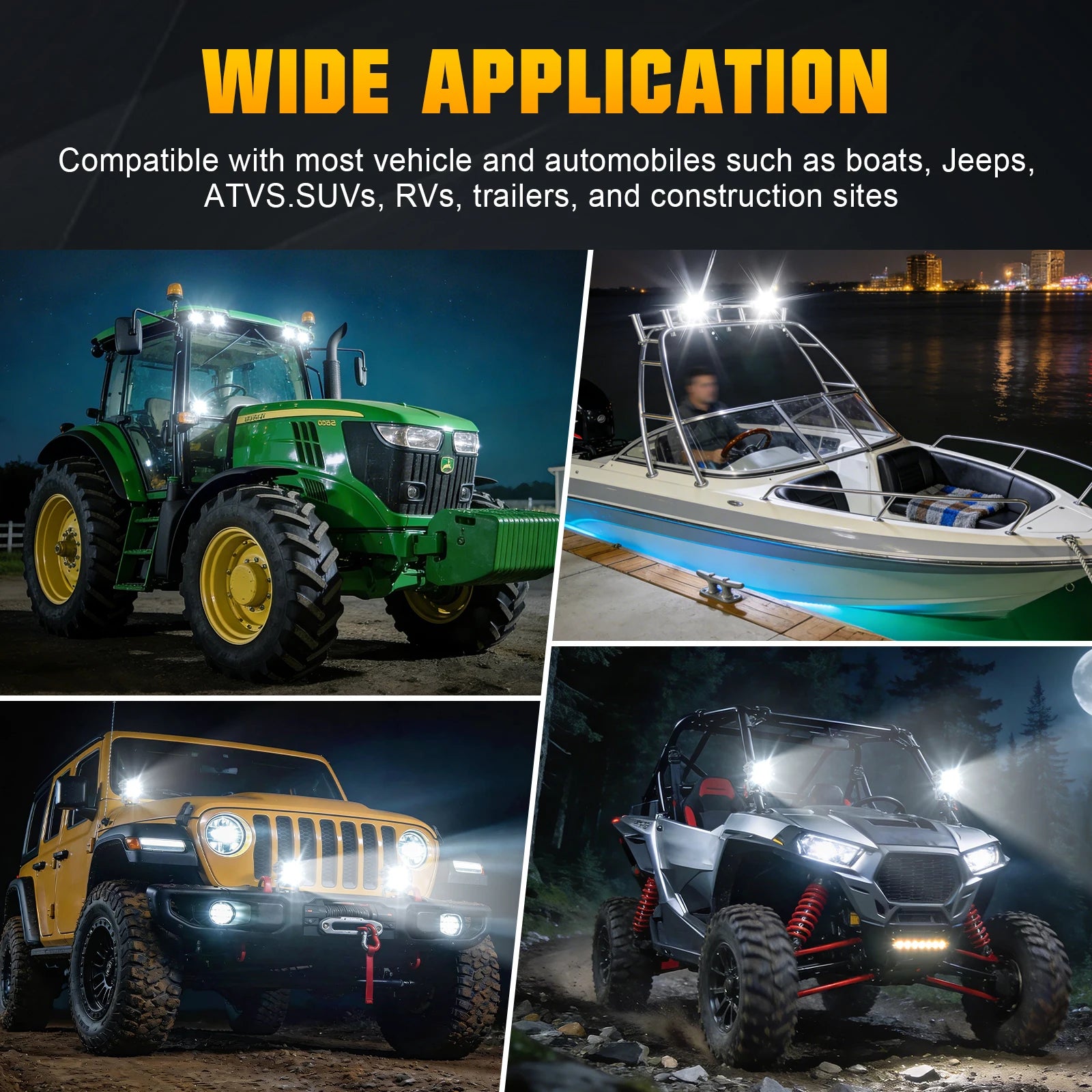 3 inch 30W Amber Yellow White Cube LED Pod Light Spot Flood Combo Beam Work Lights,Off-Road Driving Lamp for ATV, SUV,Motorcycle