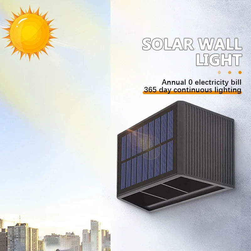 Solar Wall Lamp, IP65 Up and Down Light for Porches