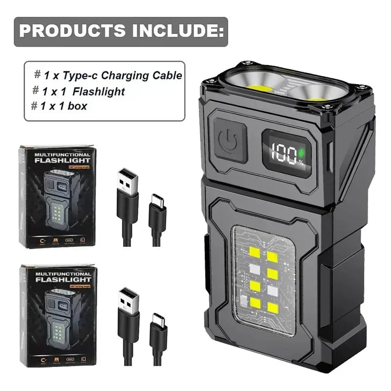 Portable Multifunctional USB Rechargeable LED Flashlight