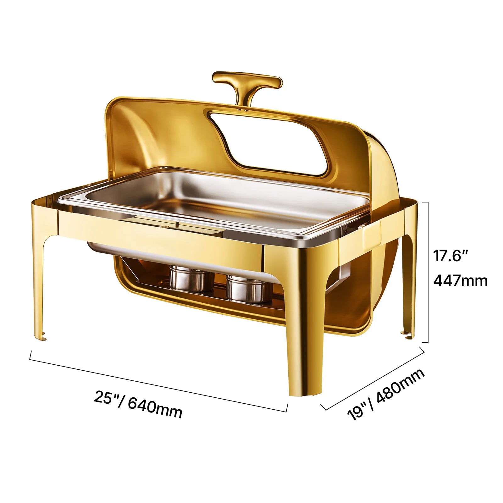 9Qt Roll Top Chafing Dish Sæt Rustfrit Stål Buffetservering