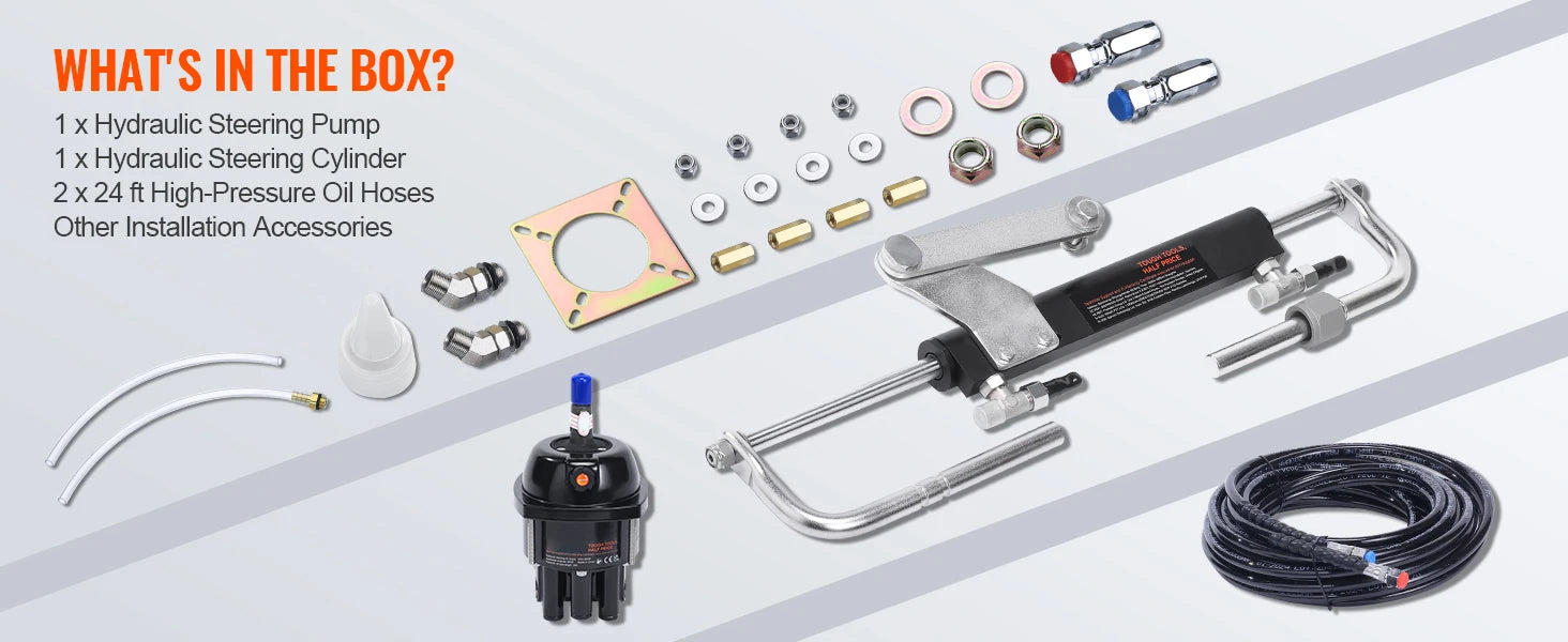 Hydraulisches Außenbord-Steuerkit 90PS–300PS mit Pumpe & 24/26FT Schläuchen