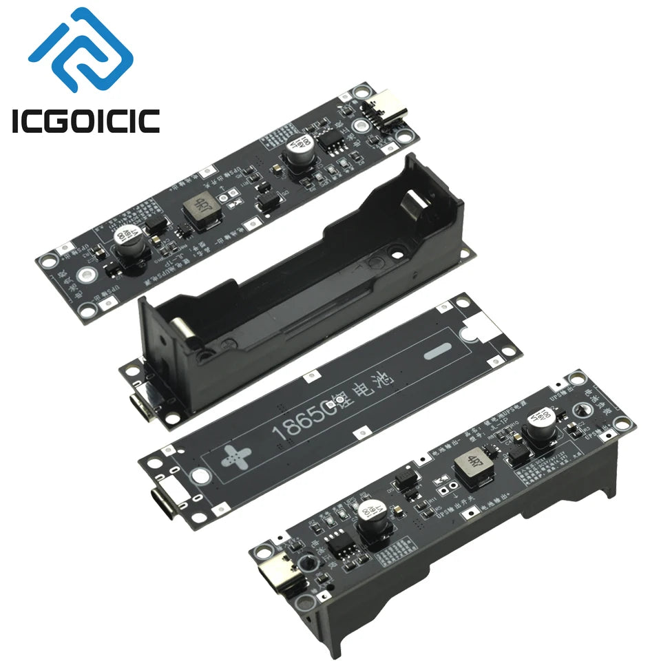 USB-C 18650 Boost UPS Module, Selectable 5 V, 9 V or 12 V
