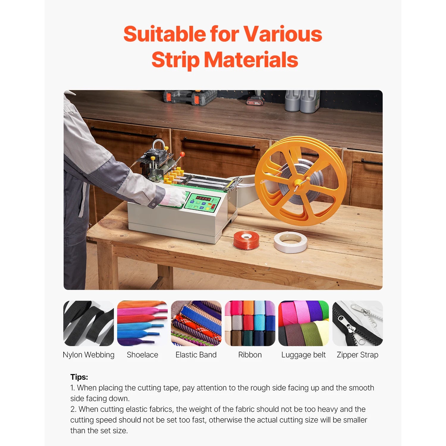 SucceBuy Automatic Webbing Cutting Machine Hot Cold Ribbon Cutting Machine with Adjustable Temperature LCD Display for Shoelaces