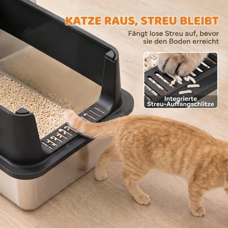 Boîtes à litière pour chat en acier inoxydable XL — lot de 2