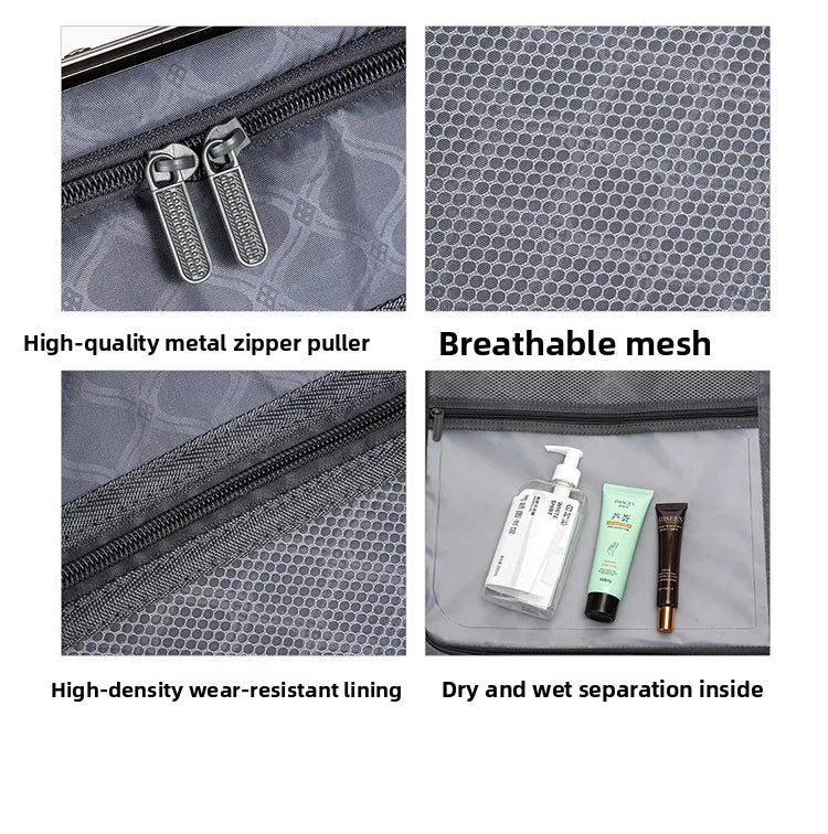 Aluminum Frame Suitcase with Silent All-Terrain Wheels and Cup Holder