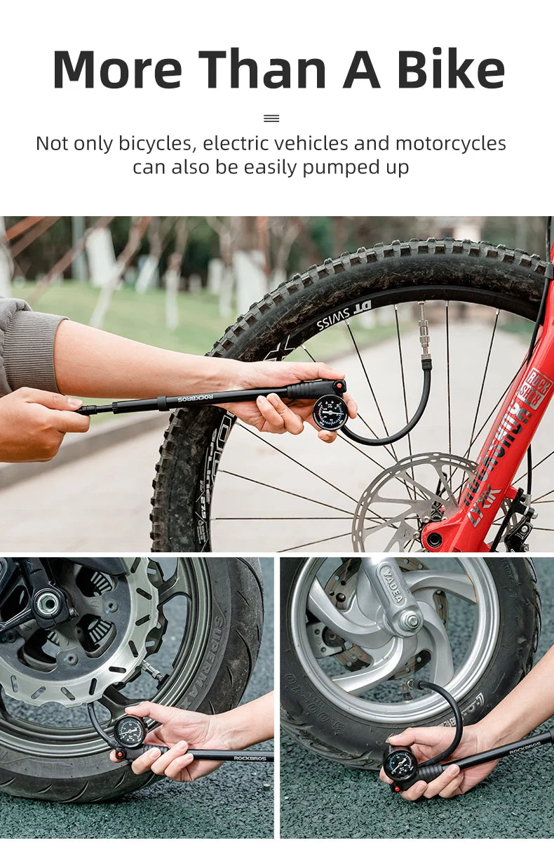 Bicyklová pumpa na nárazy a pneumatiky 300PSI s manometrom na MTB a cestné