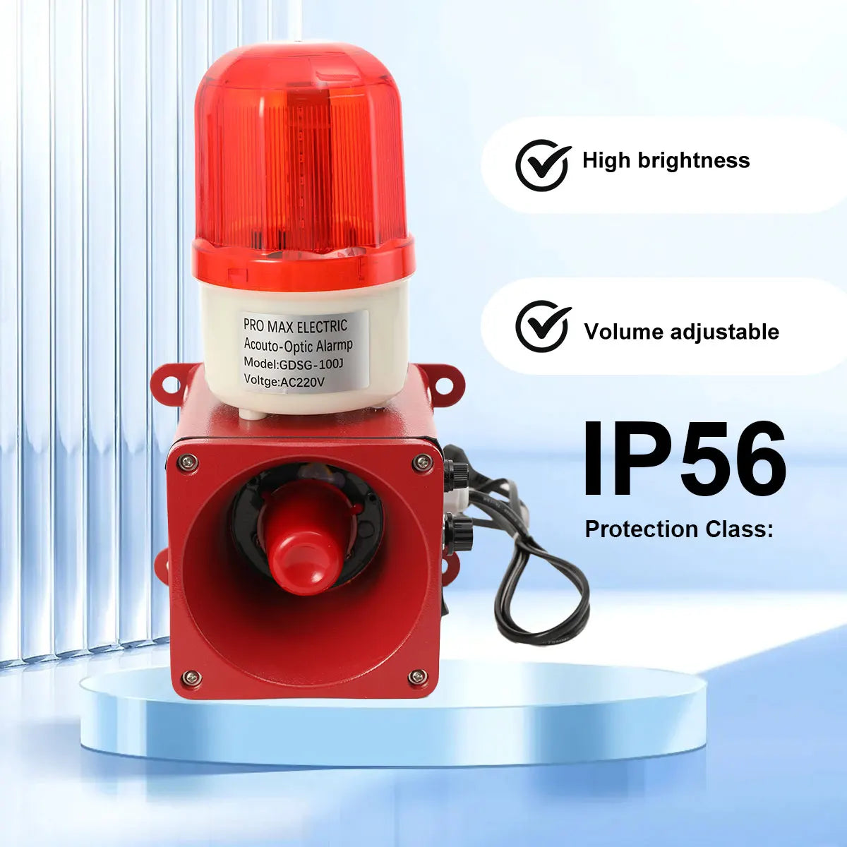 High-Power Loudspeaker Alarm Device with LED Indicator IP56 Sound and Light Alarm Waterproof Emergency Strobe Warn Light