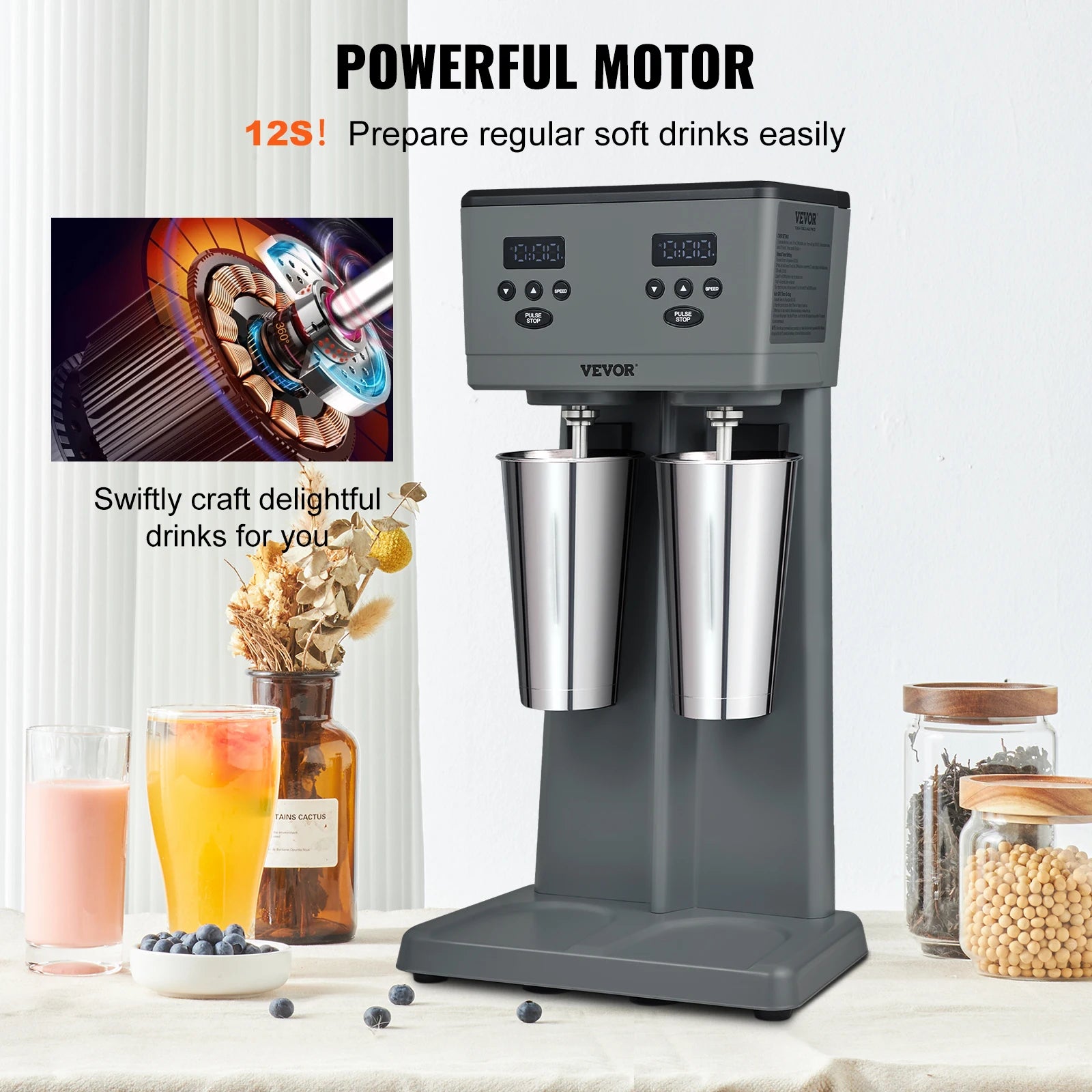 Commerciële Dubbele Kop Milkshakemachine 375W x2 Snelle Mixer