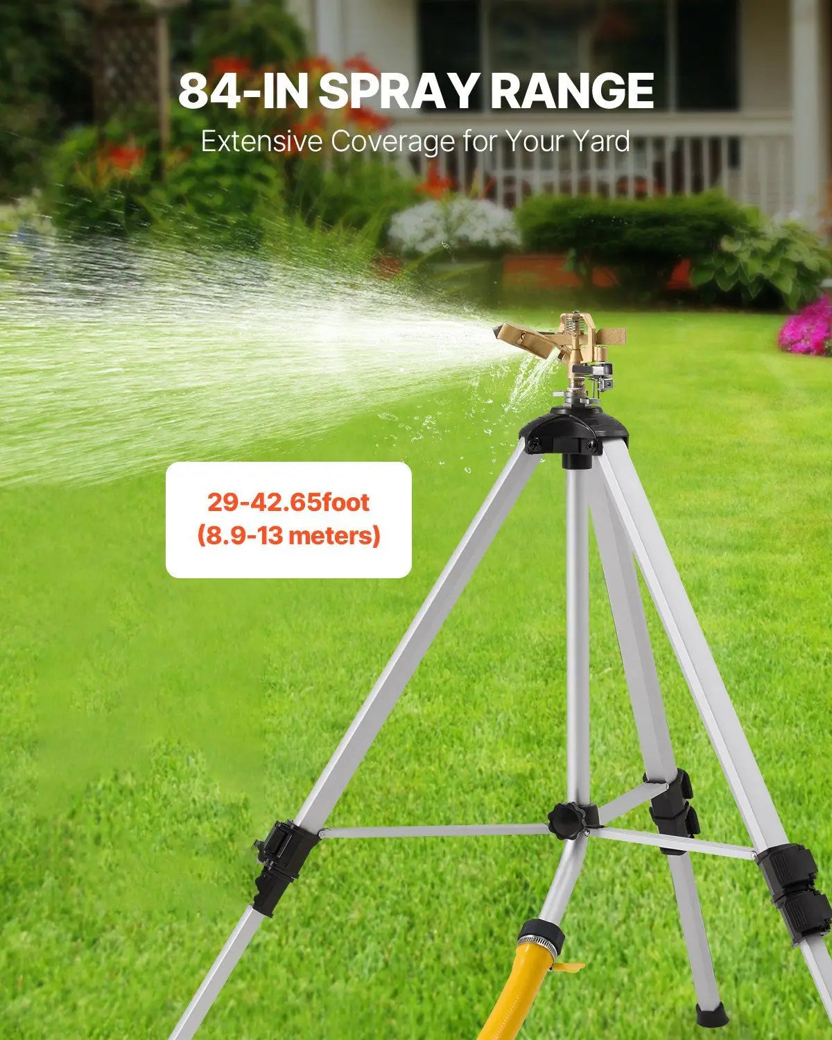 Robust trebenet plænesprinkler med messinghoved og 360° dækning