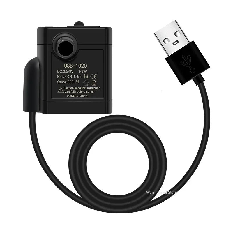 Brushless Submersible Mini Pump, USB 3–9 V or 12 V