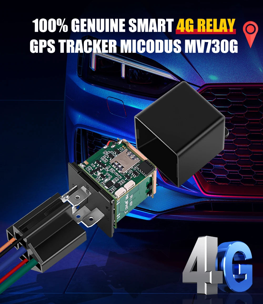 MiCODUS 4G GPS Tracker Auto Sledovací zařízení MV730G Relé GPS Motocykl Řetěz Zastavení Paliv 9-95V Motor Zapnuto Proti krádeži Volná APP