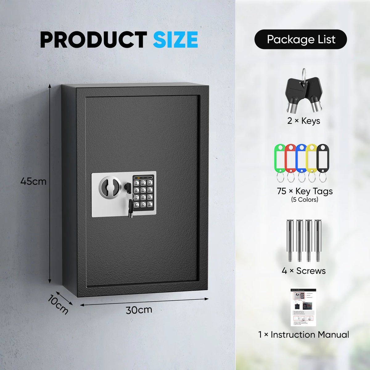Combination Key Cabinet 75 Key Hooks Key Box Wall Mounted With Key/Code Lock Locking Key Organizer Key Cabinet Security Lock Box