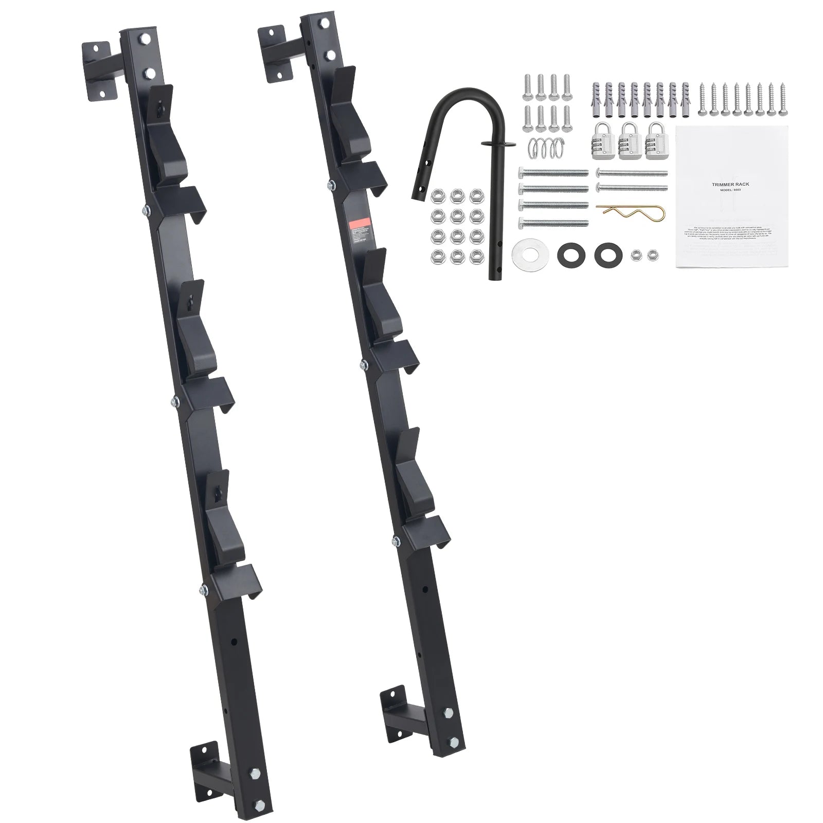 3-Place Weed Trimmer Rack with Lock Wall or Trailer Mount