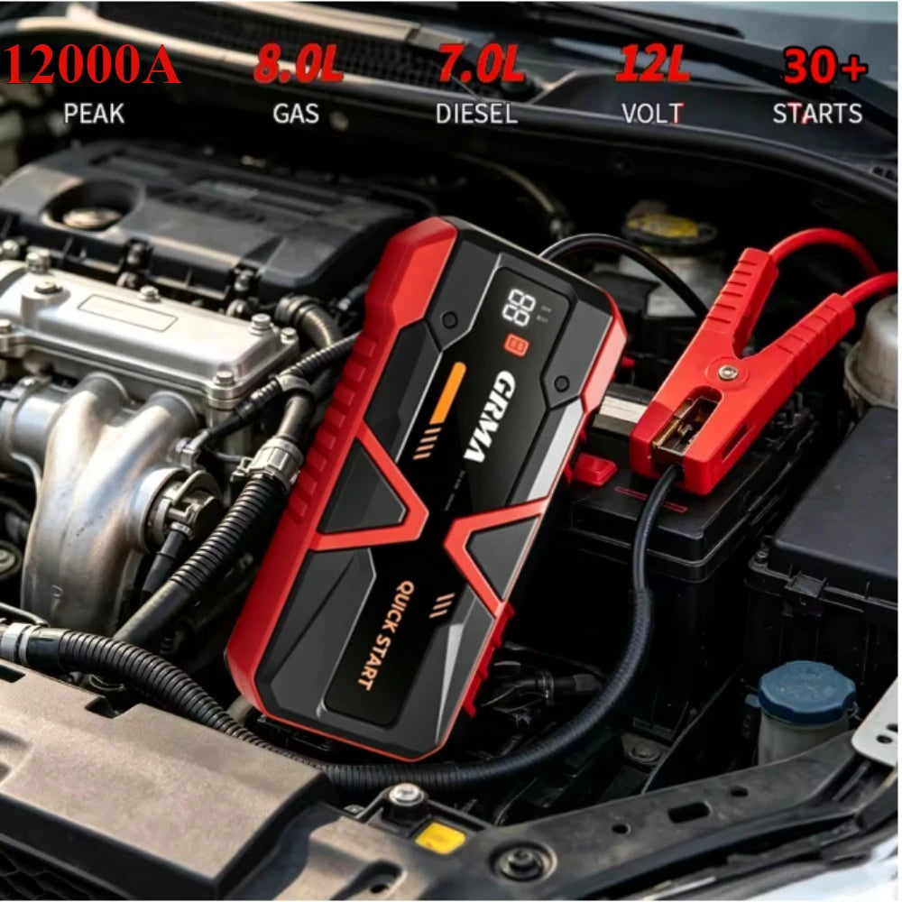 Portable Car Jump Starter 12000A Peak 12V Battery Pack with LED Light