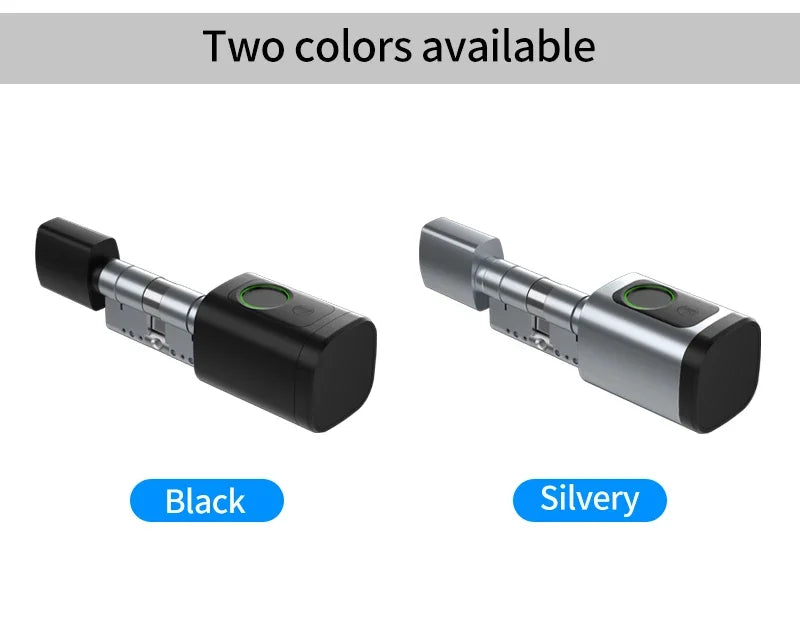 Electronic Digital Tuya Smart Lock Cylinder with Fingerprint Password App Bluetooth Card Mechanical Key Easy Replacement Battery