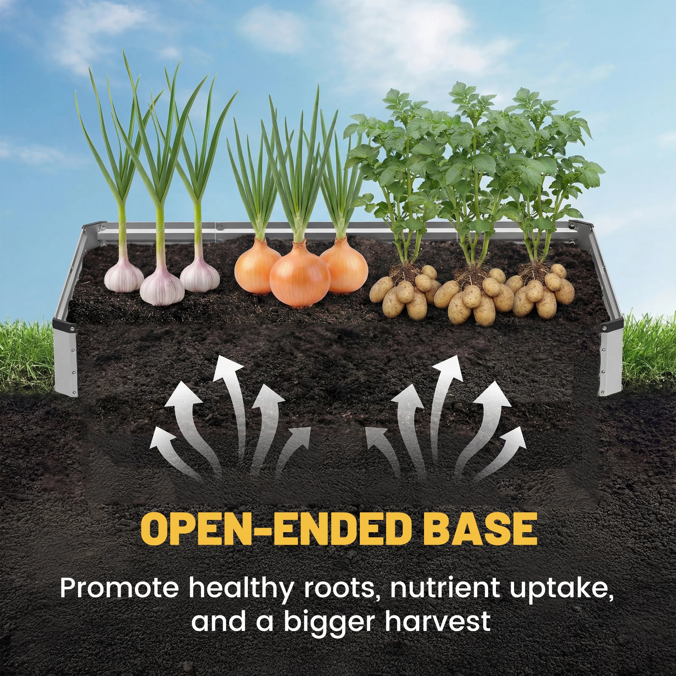 8x4ft Metal Raised Garden Bed with Open Base for Vegetables & Flowers